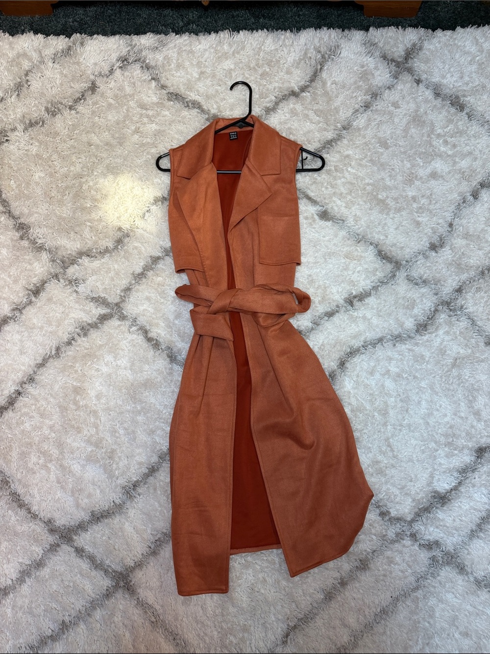 SHEIN Rust Sleeveless Belted Trench Coat